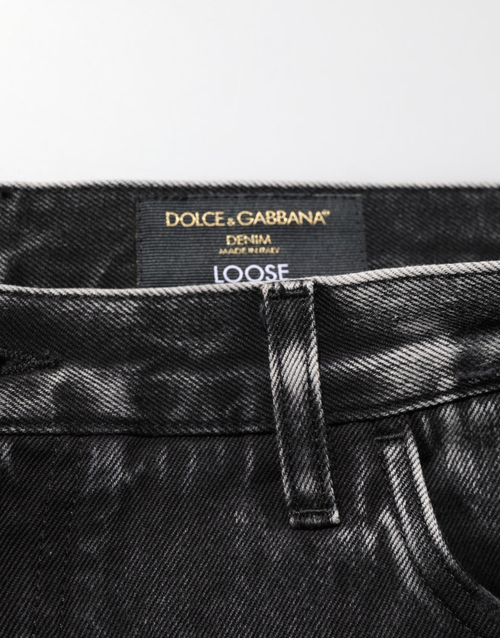 Black Washed Distressed Loose Jeans aus Baumwolldenim