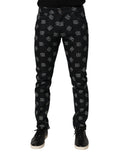 Schwarze DG Monogram Skinny Jeans aus Baumwoll-Denim