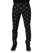 Schwarze DG Monogram Skinny Jeans aus Baumwoll-Denim