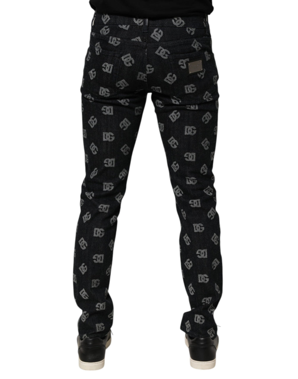 Schwarze DG Monogram Skinny Jeans aus Baumwoll-Denim