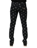 Schwarze DG Monogram Skinny Jeans aus Baumwoll-Denim