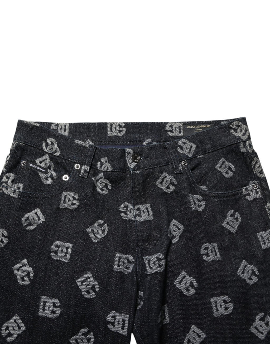 Schwarze DG Monogram Skinny Jeans aus Baumwoll-Denim