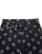 Schwarze DG Monogram Skinny Jeans aus Baumwoll-Denim