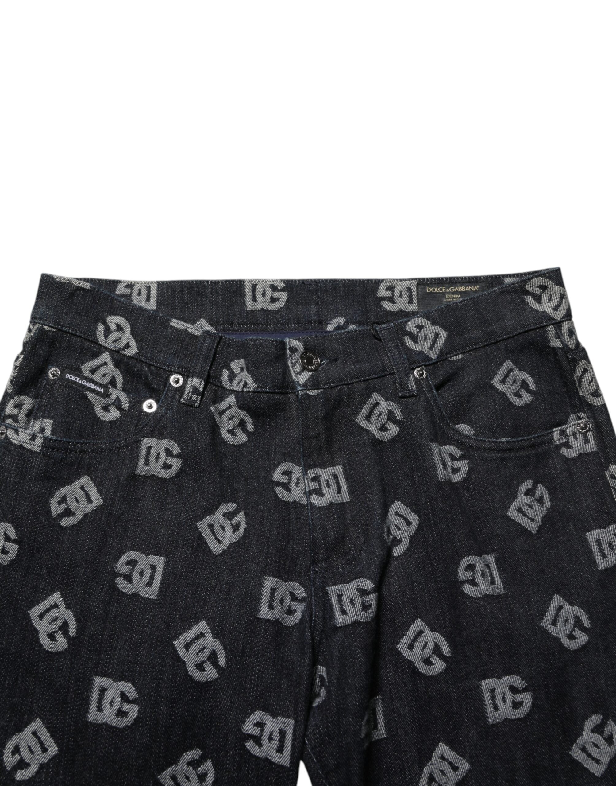 Schwarze DG Monogram Skinny Jeans aus Baumwoll-Denim
