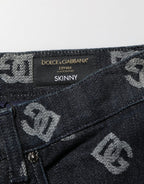 Schwarze DG Monogram Skinny Jeans aus Baumwoll-Denim