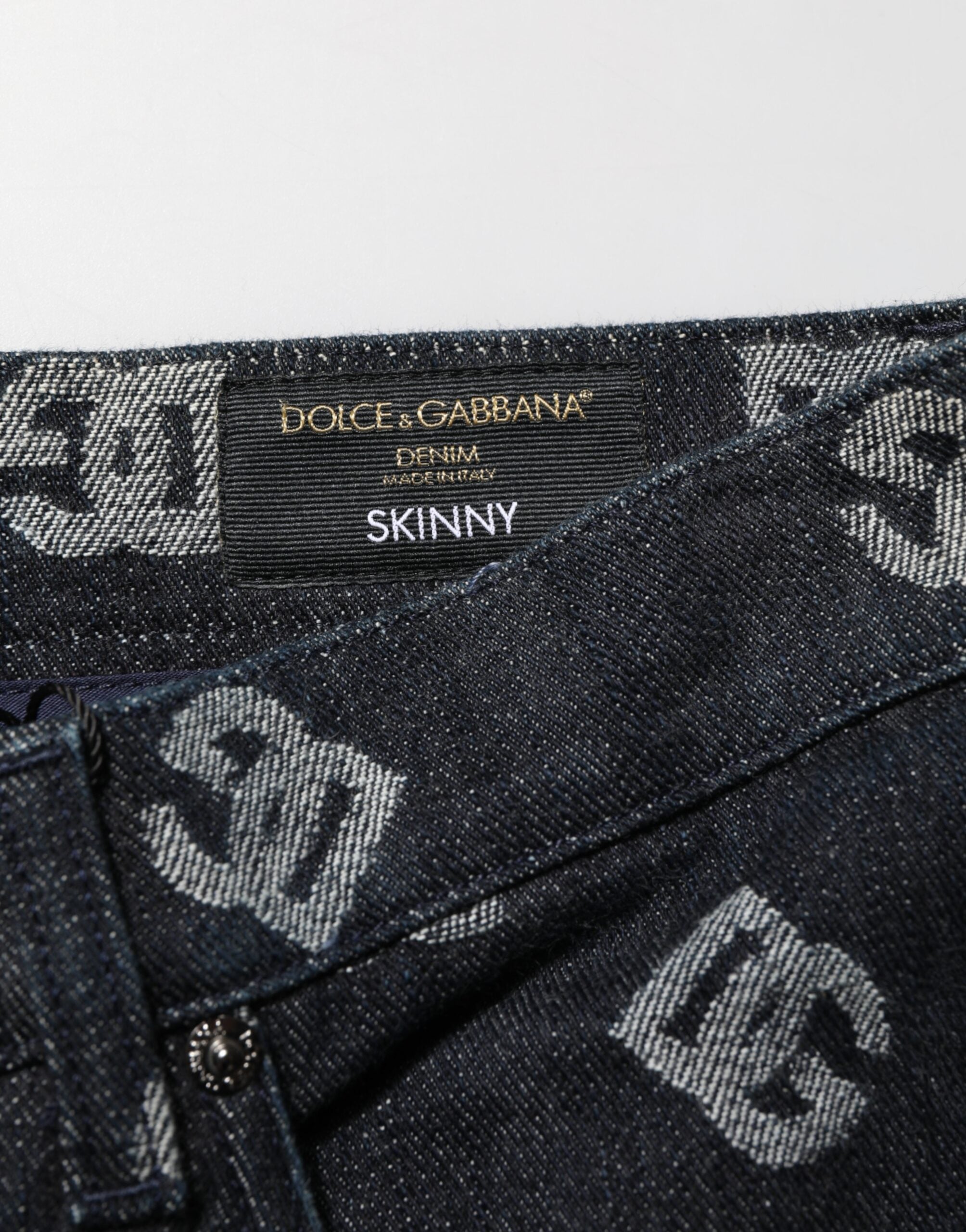 Schwarze DG Monogram Skinny Jeans aus Baumwoll-Denim