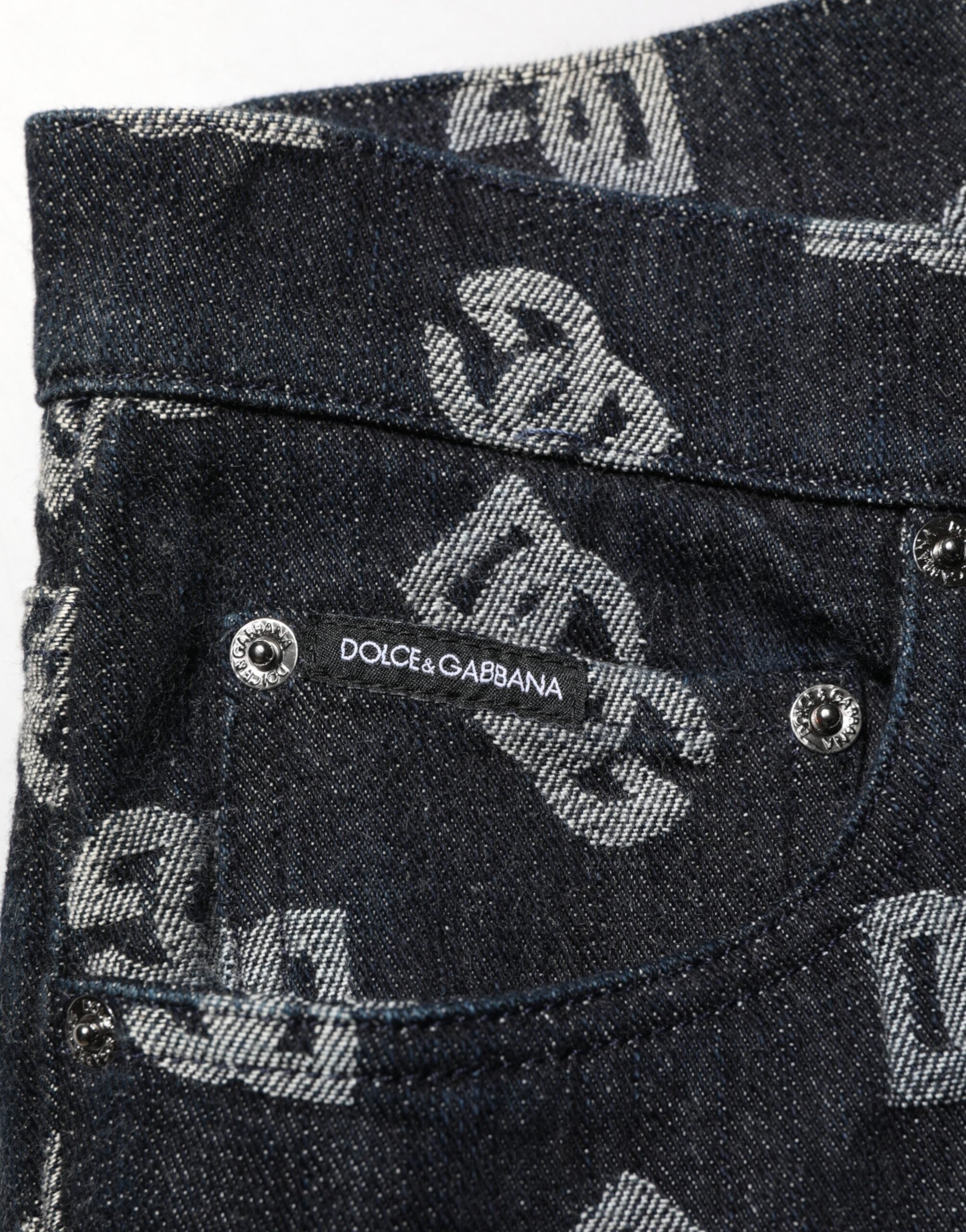 Schwarze DG Monogram Skinny Jeans aus Baumwoll-Denim