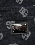 Schwarze DG Monogram Skinny Jeans aus Baumwoll-Denim