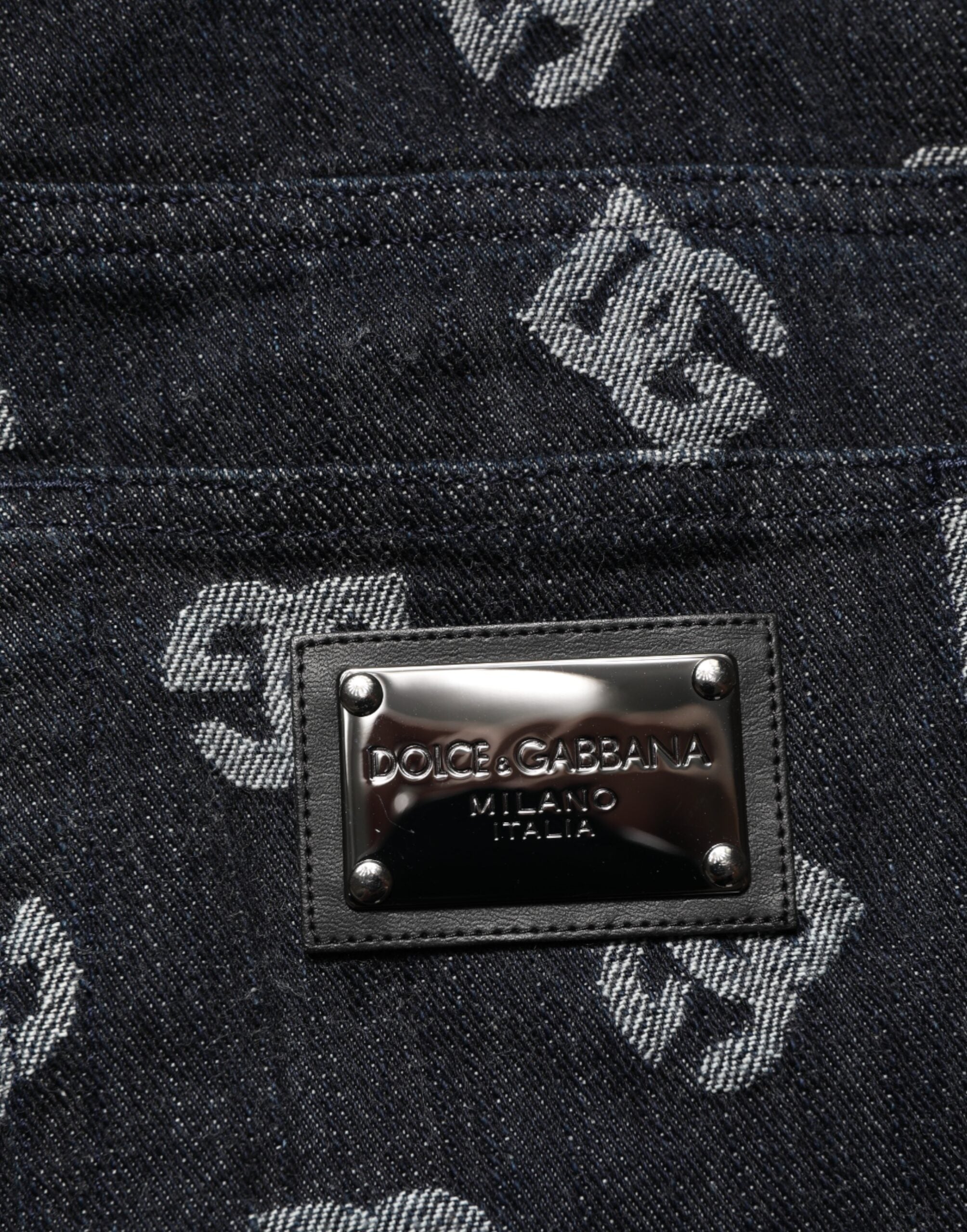 Schwarze DG Monogram Skinny Jeans aus Baumwoll-Denim