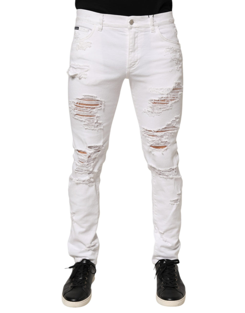 Weiße Used-Look-Jeans mit Rissen