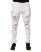 Weiße Used-Look-Jeans mit Rissen