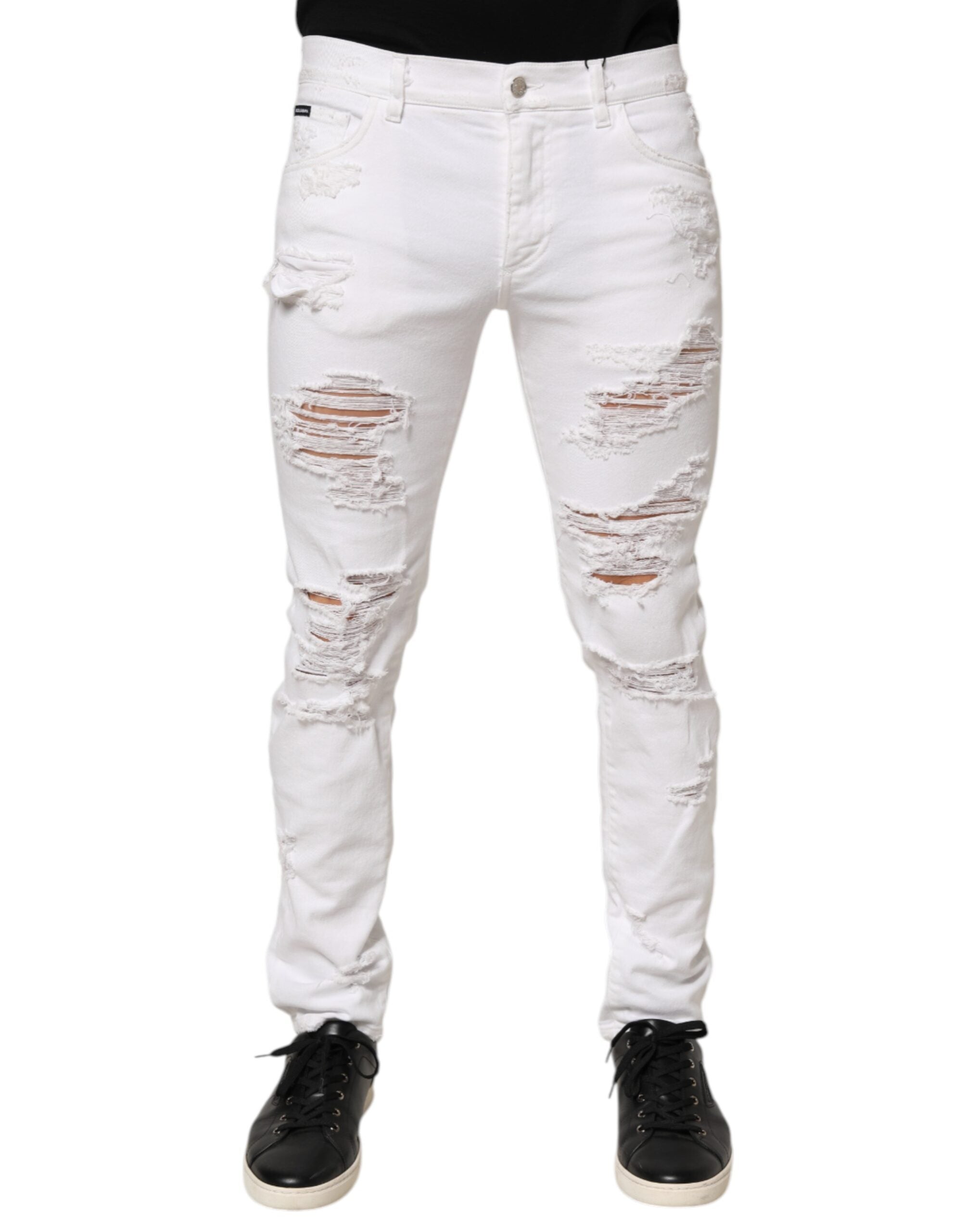 Weiße Used-Look-Jeans mit Rissen