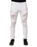 Weiße Used-Look-Jeans mit Rissen