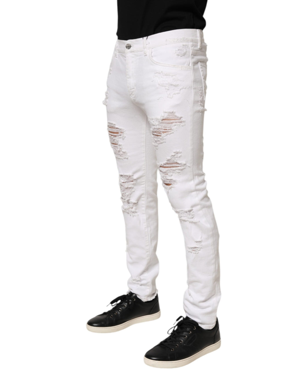 Weiße Used-Look-Jeans mit Rissen