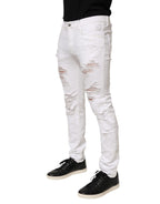 Weiße Used-Look-Jeans mit Rissen