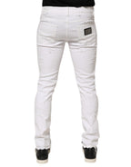 Weiße Used-Look-Jeans mit Rissen