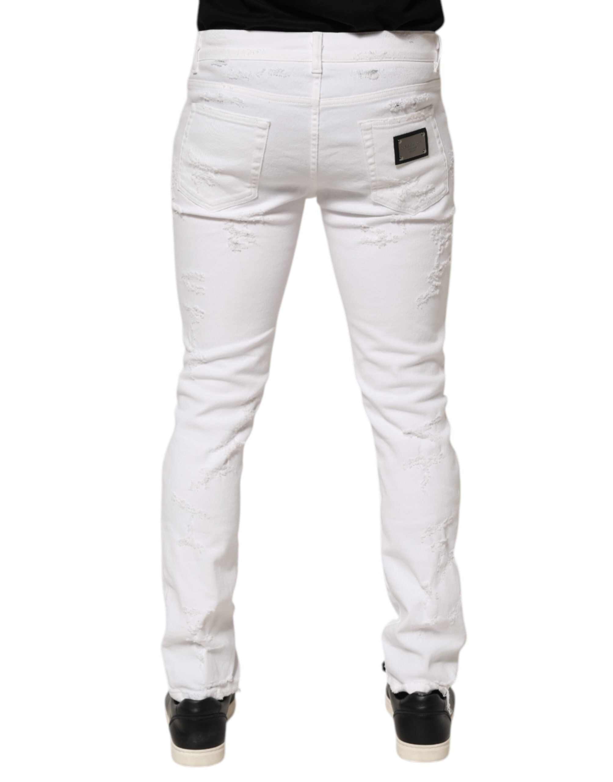Weiße Used-Look-Jeans mit Rissen