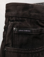 Black Cotton Tattered Denim Men's Bermuda Shorts