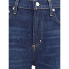 Blue Cotton Flared Jeans