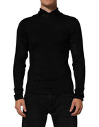 Schwarzer Rollkragenpullover aus Viskose