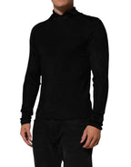 Schwarzer Rollkragenpullover aus Viskose