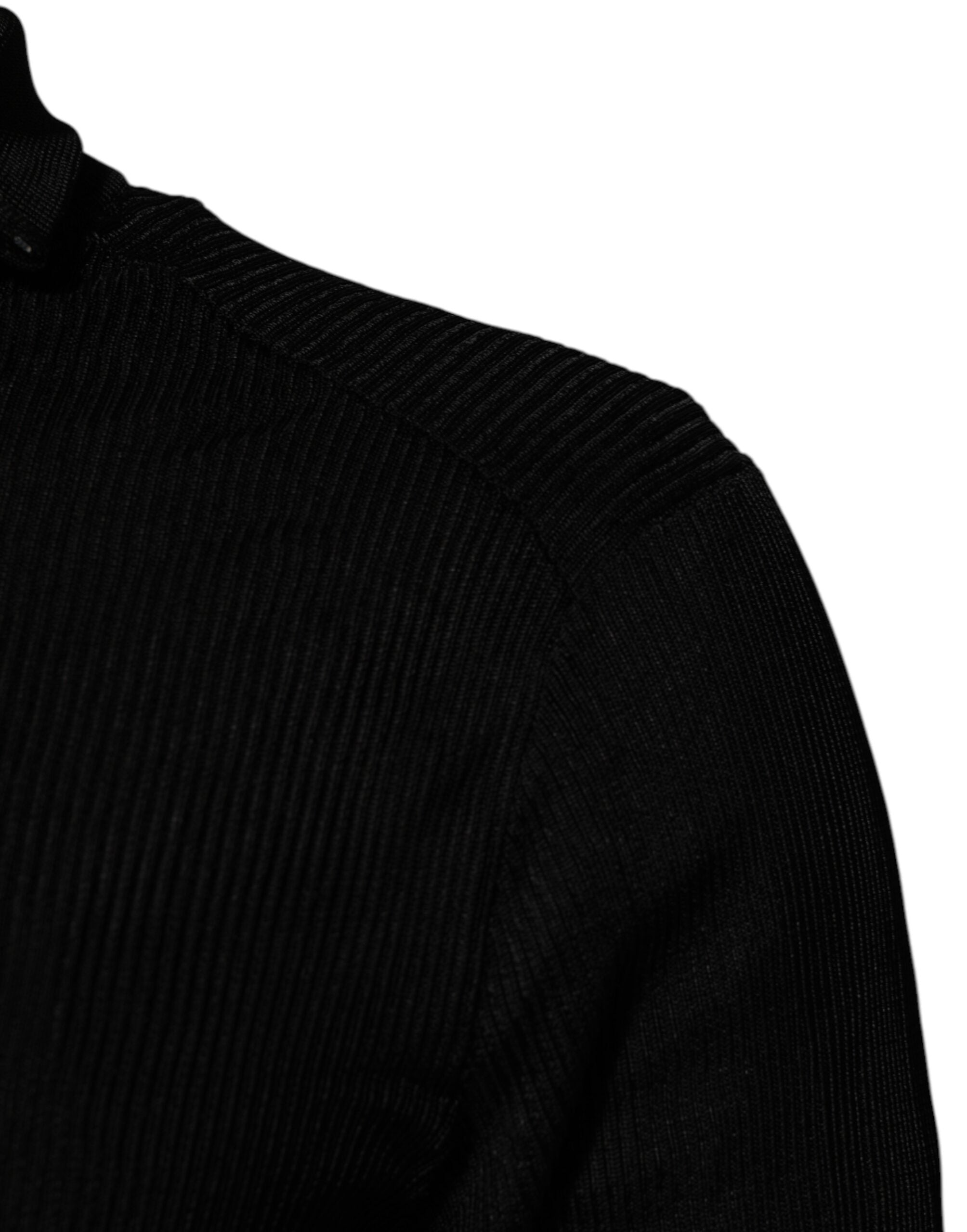 Schwarzer Rollkragenpullover aus Viskose