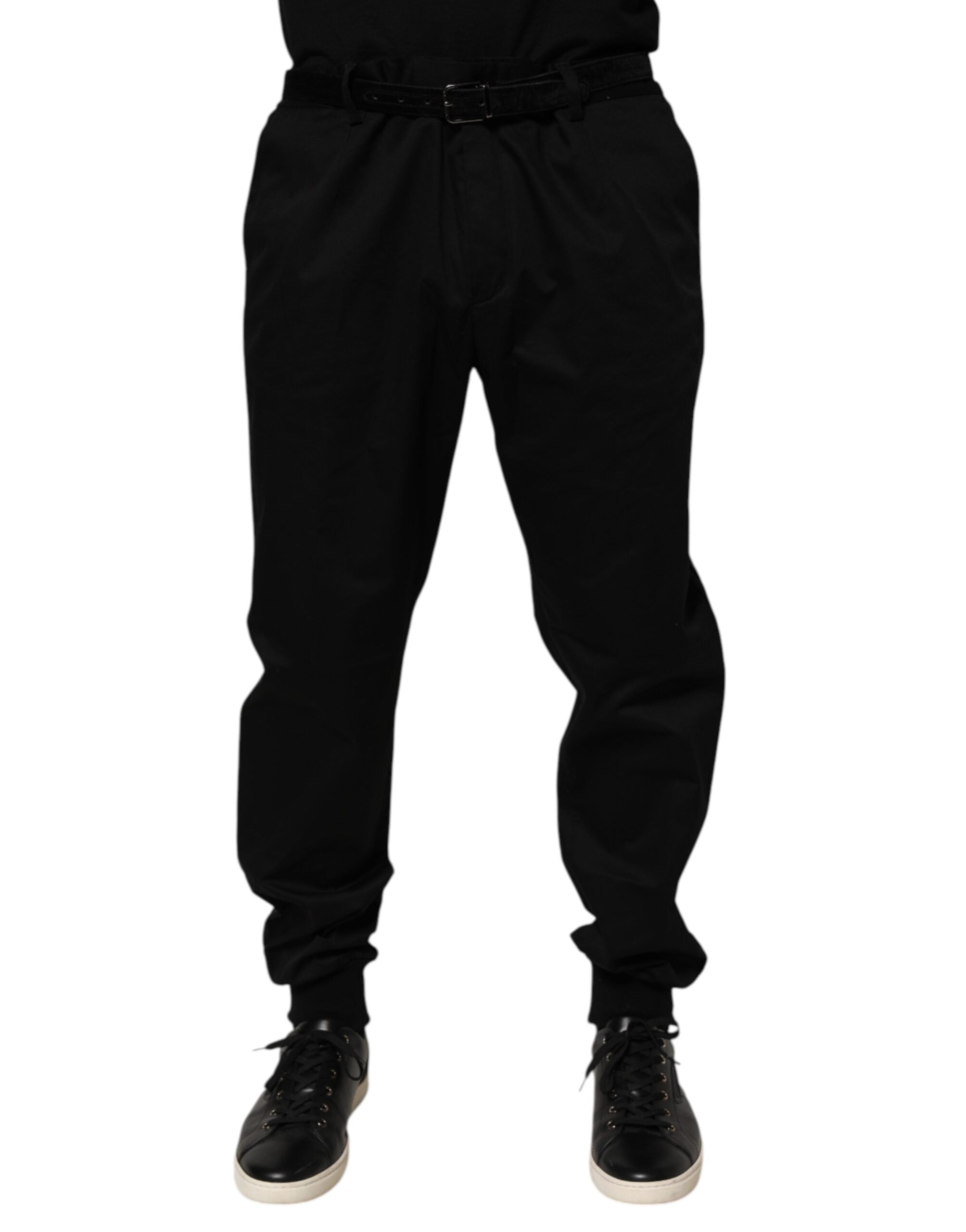 Schwarze lässige Stretch-Baumwollhose