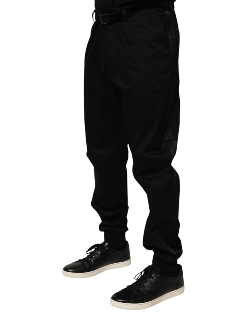 Schwarze lässige Stretch-Baumwollhose