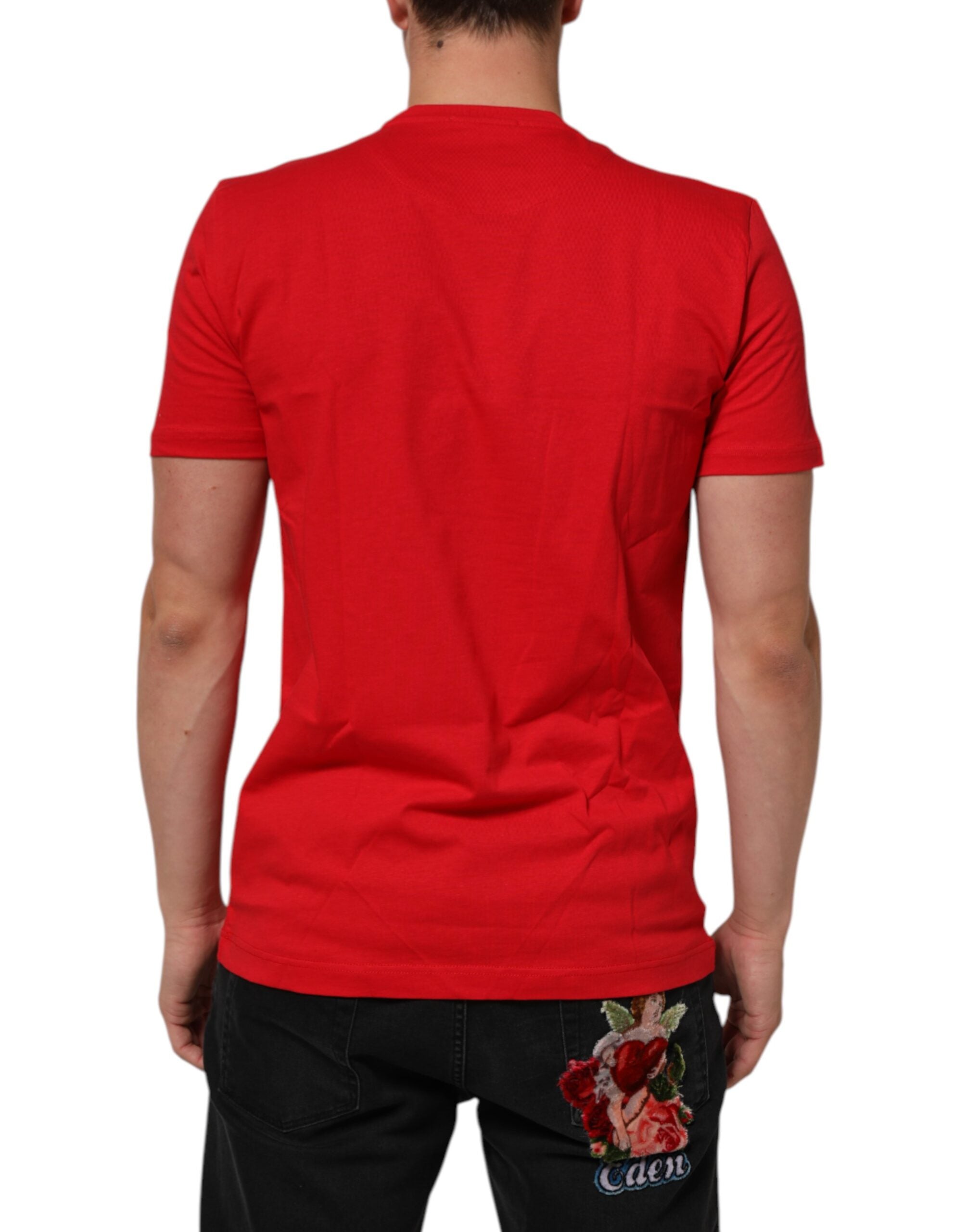 Rotes Goodluck 2023 Baumwoll-T-Shirt mit Rundhalsausschnitt