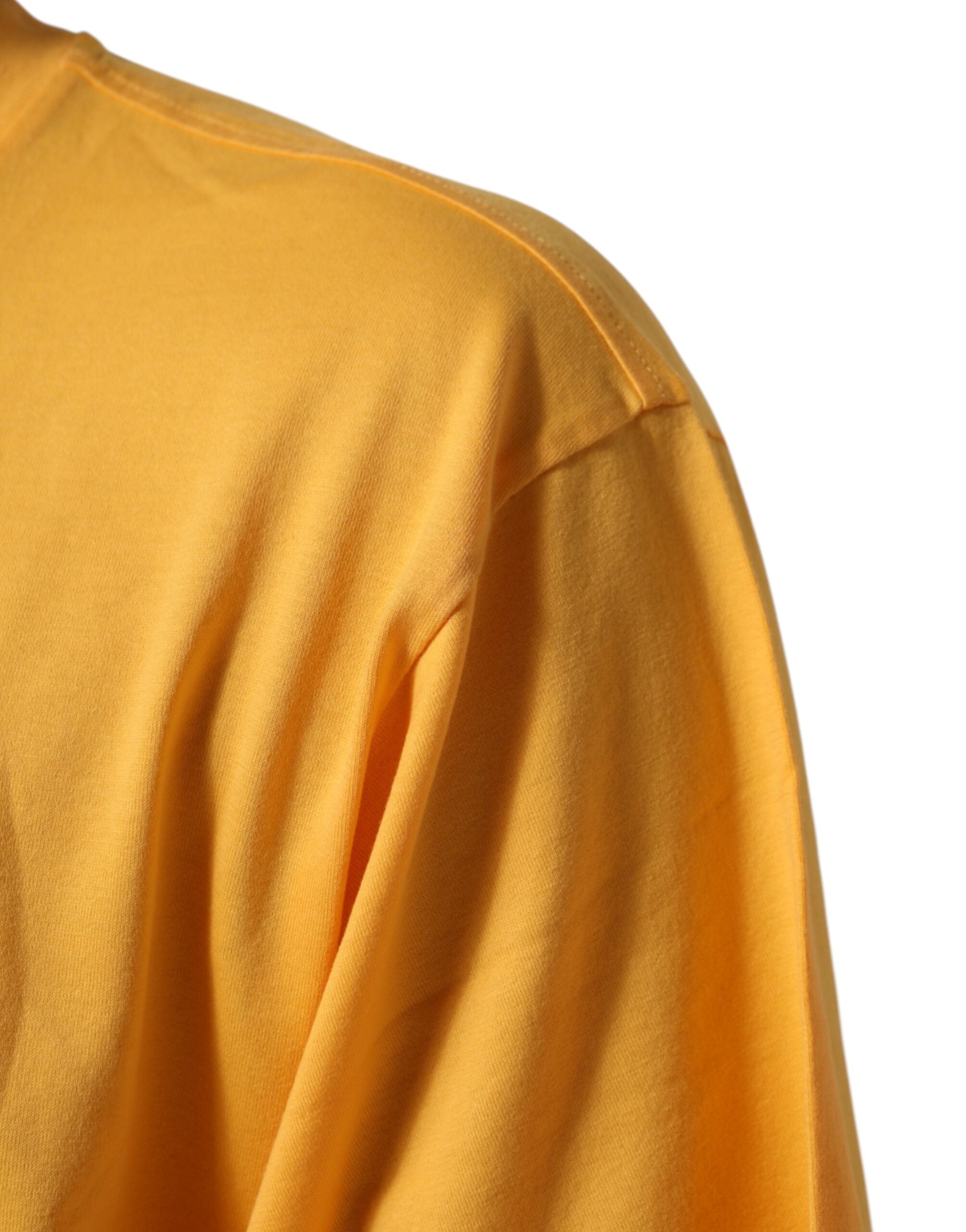 Yellow Secret Garden Blumen Baumwoll Rundhals T-Shirt