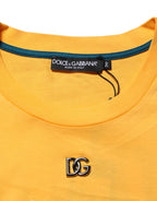 Yellow Secret Garden Blumen Baumwoll Rundhals T-Shirt