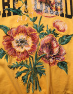 Yellow Secret Garden Blumen Baumwoll Rundhals T-Shirt