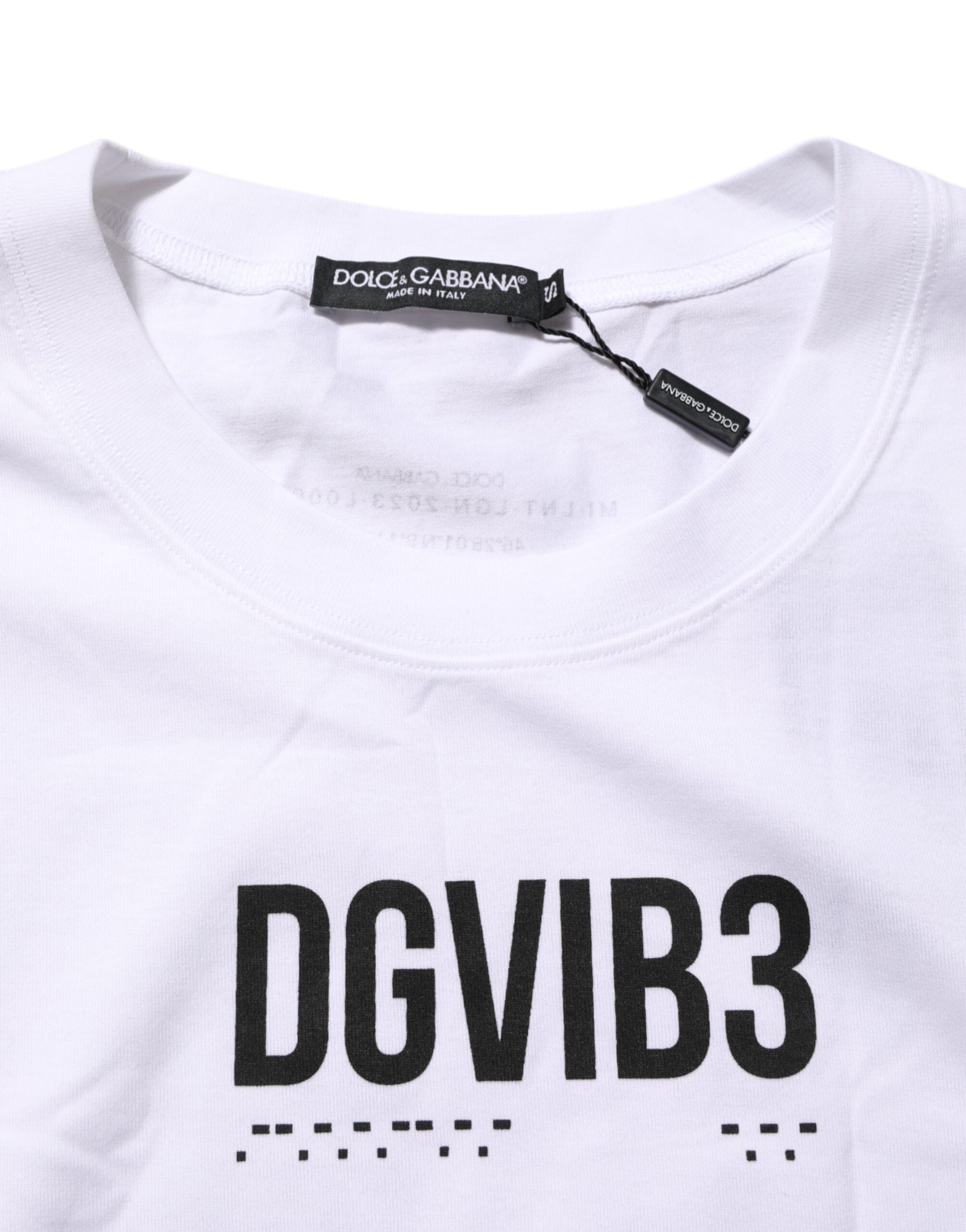 Weißes, ärmelloses Tanktop aus Baumwolle mit Aufdruck