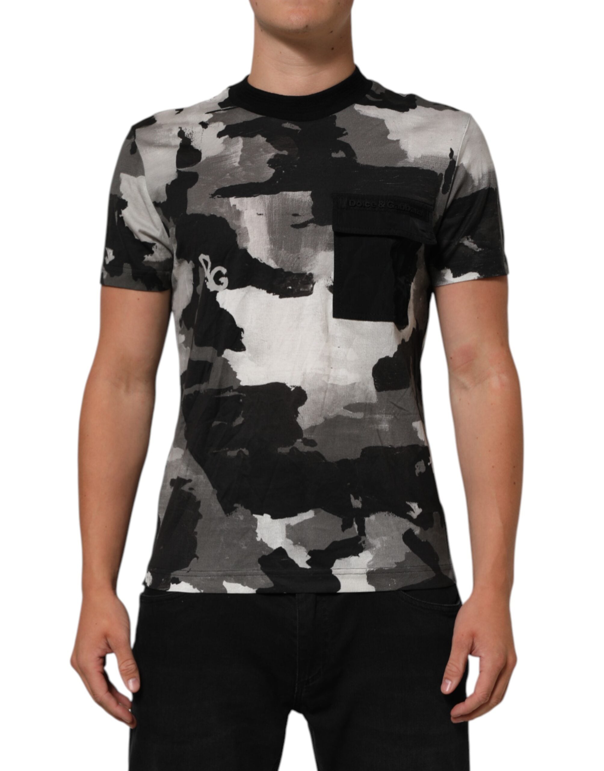 Herren-T-Shirt mit kurzen Ärmeln und mehrfarbigem Tarnmuster