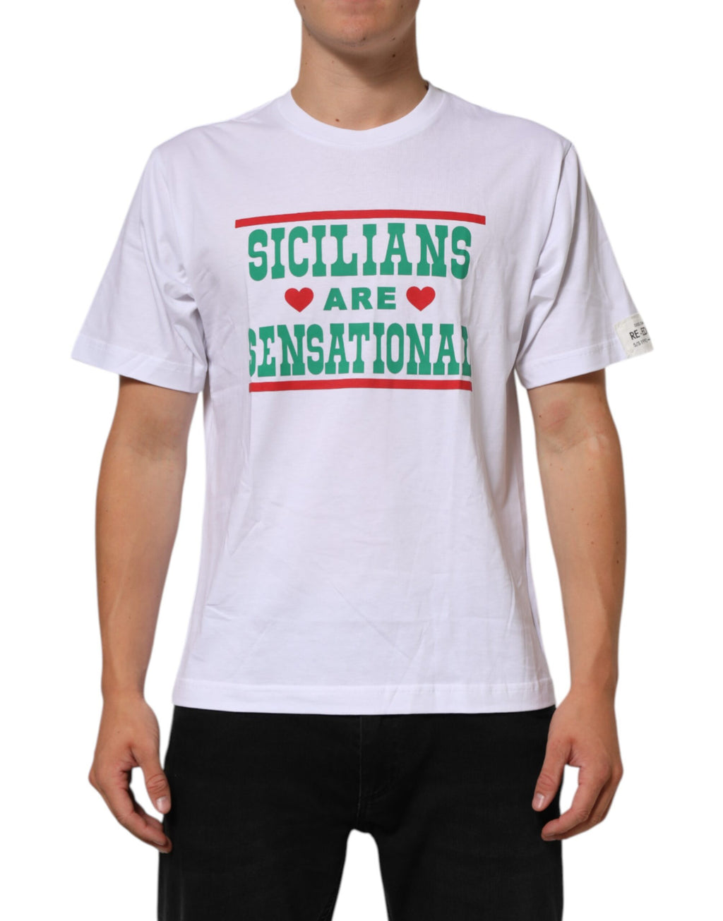 Weißes T-Shirt aus Baumwolle mit Rundhalsausschnitt und Grafikprint