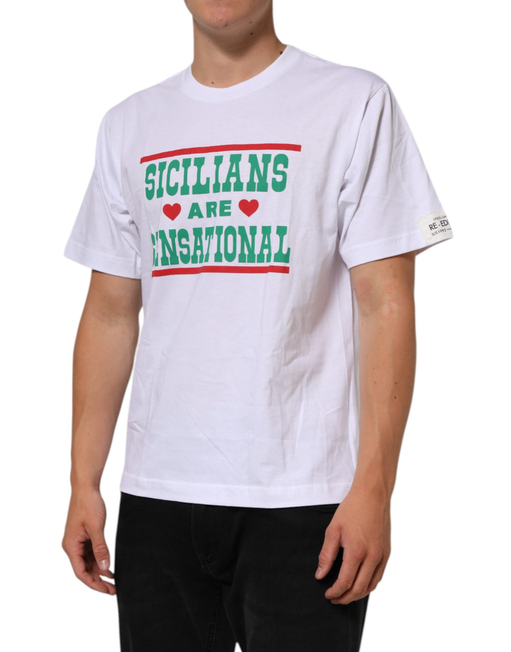 Weißes T-Shirt aus Baumwolle mit Rundhalsausschnitt und Grafikprint