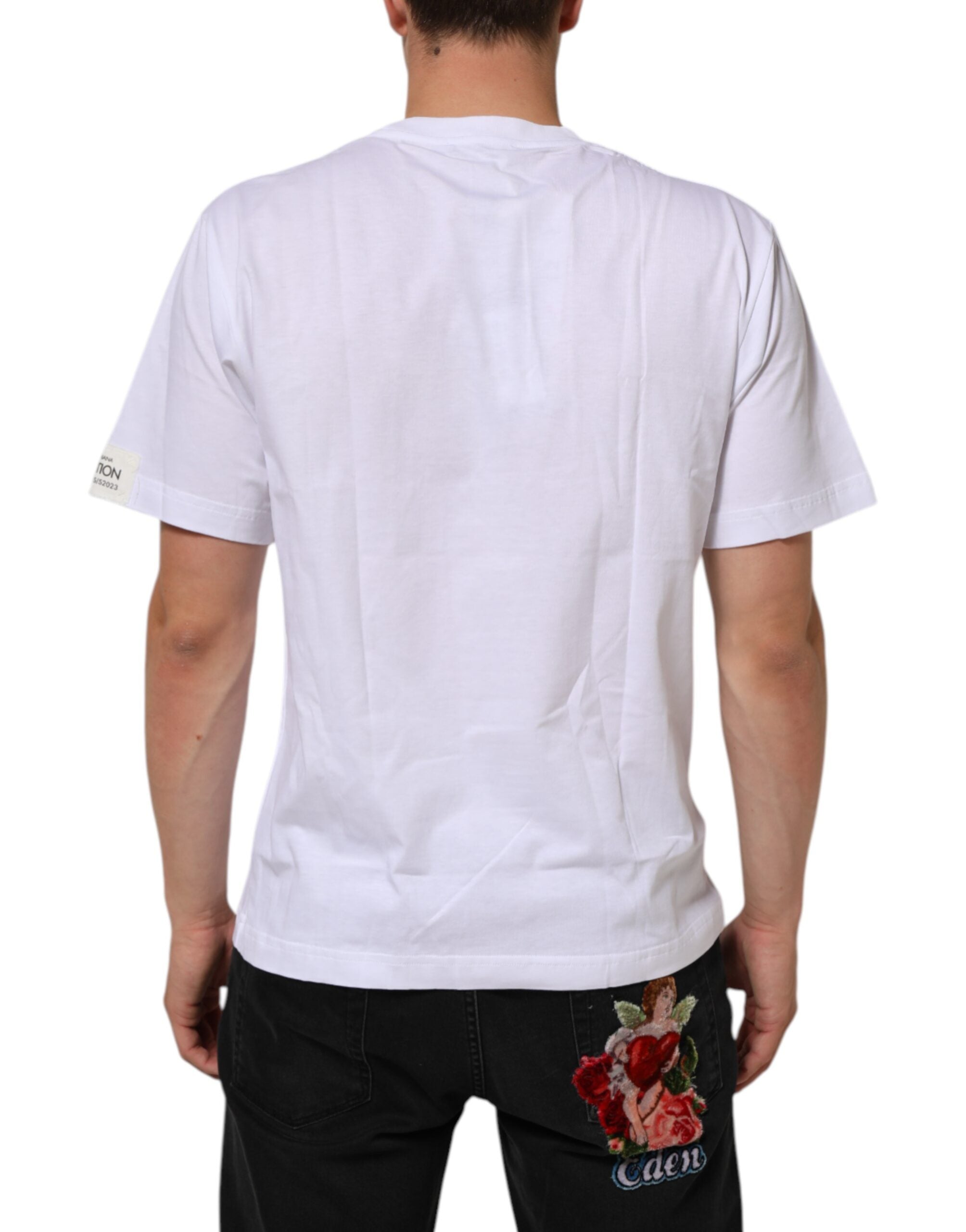 Weißes T-Shirt aus Baumwolle mit Rundhalsausschnitt und Grafikprint