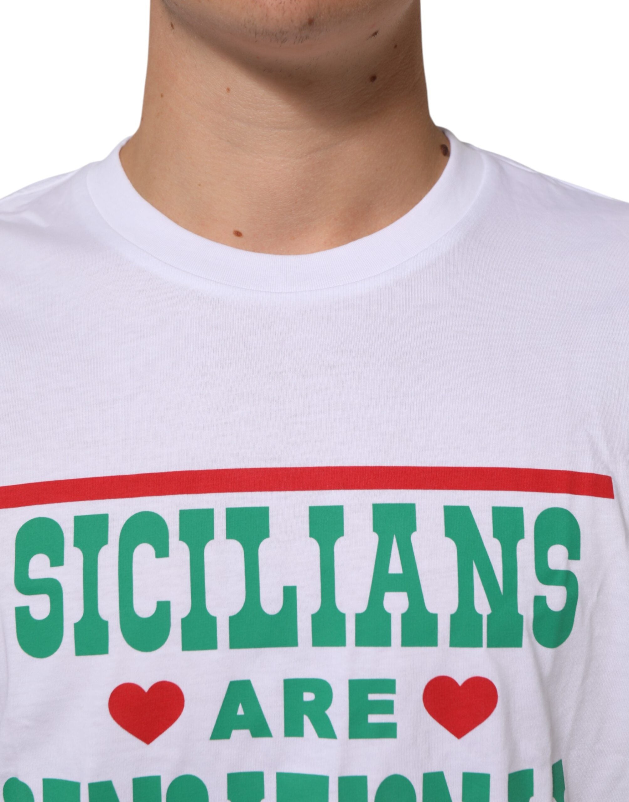 Weißes T-Shirt aus Baumwolle mit Rundhalsausschnitt und Grafikprint