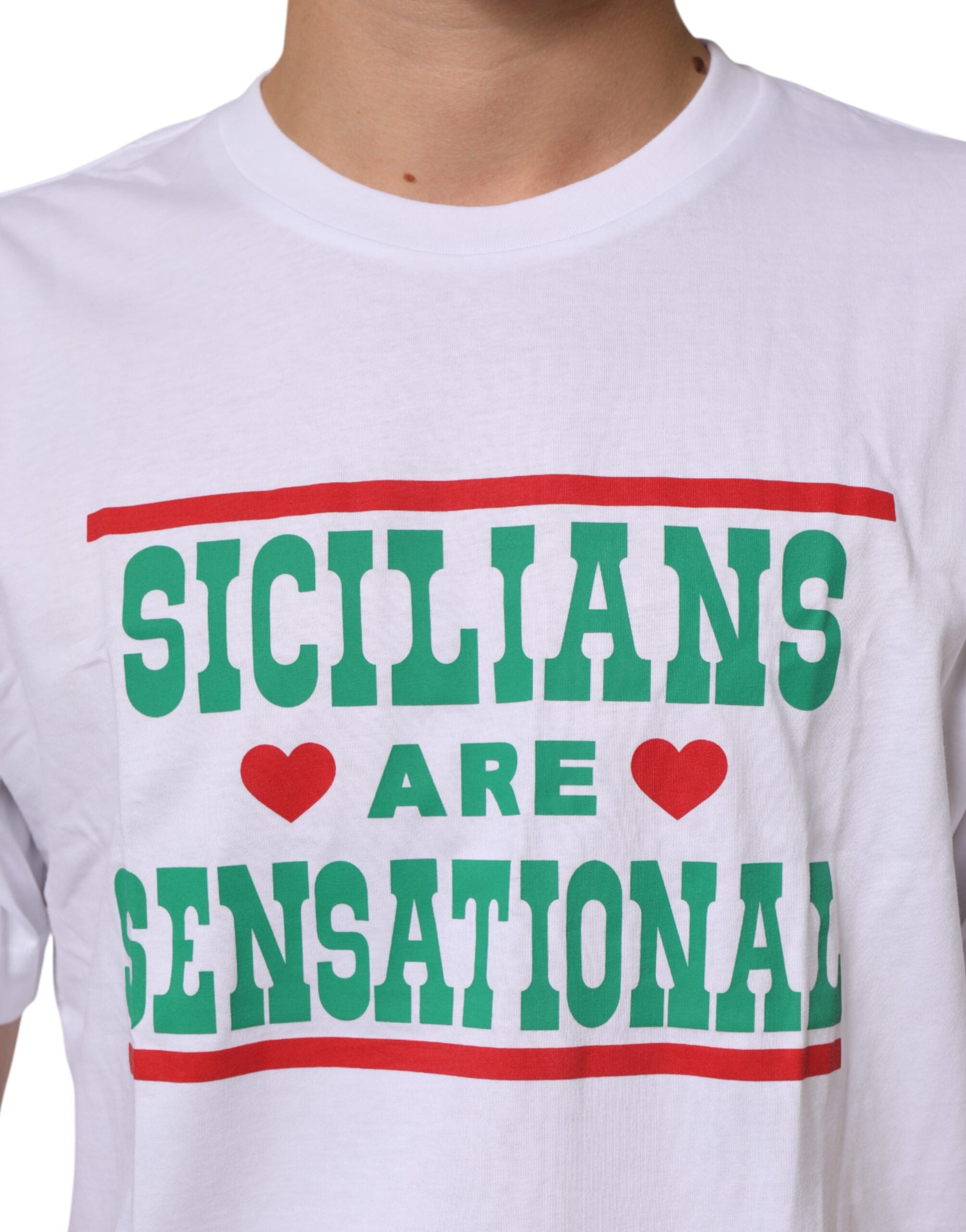 Weißes T-Shirt aus Baumwolle mit Rundhalsausschnitt und Grafikprint