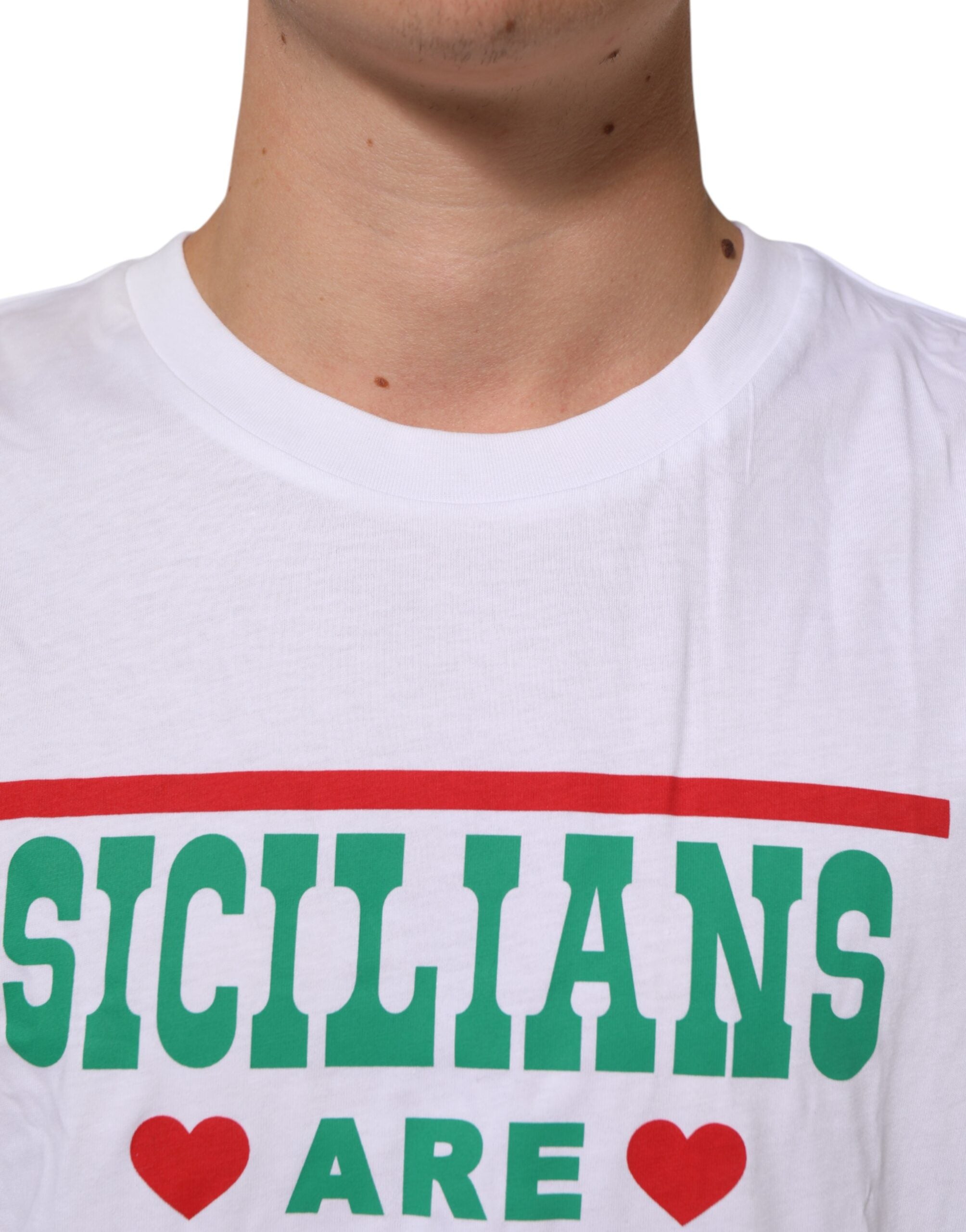 White Graphic Print Cotton Crew Neck T-shirt