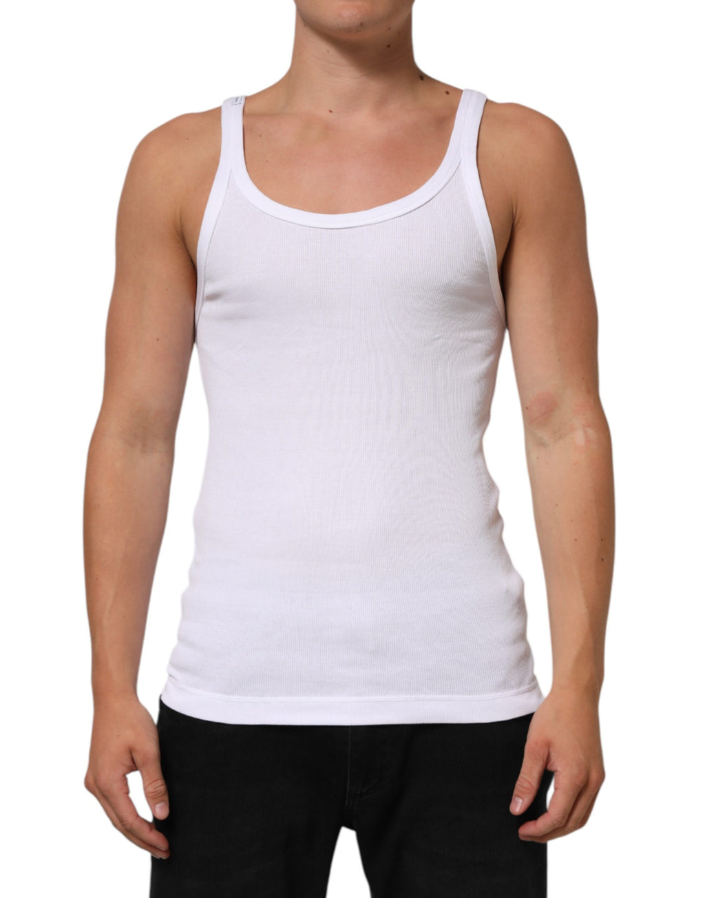 Weißes ärmelloses Rundhals-Tanktop-T-Shirt