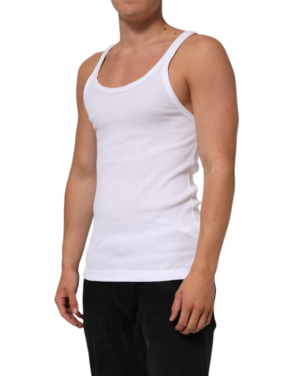 Weißes ärmelloses Rundhals-Tanktop-T-Shirt