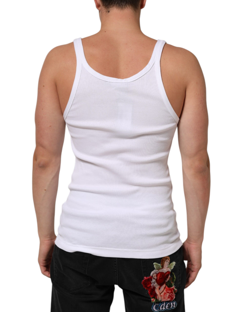 Weißes ärmelloses Rundhals-Tanktop-T-Shirt