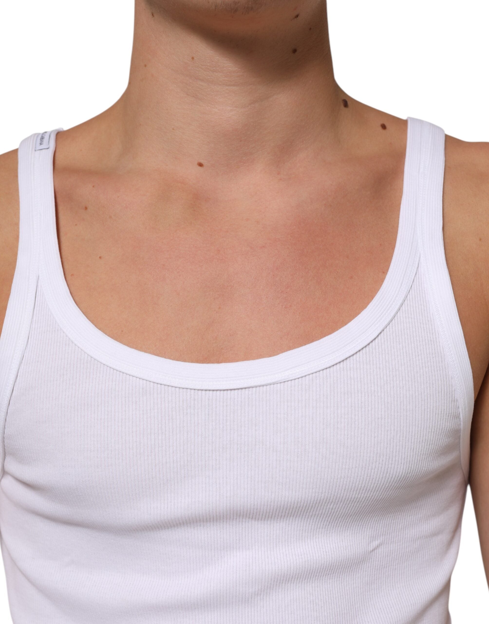 Weißes ärmelloses Rundhals-Tanktop-T-Shirt