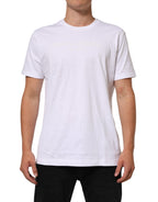 T-shirt girocollo in cotone bianco a maniche corte
