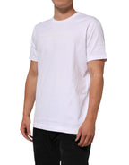 T-shirt girocollo in cotone bianco a maniche corte