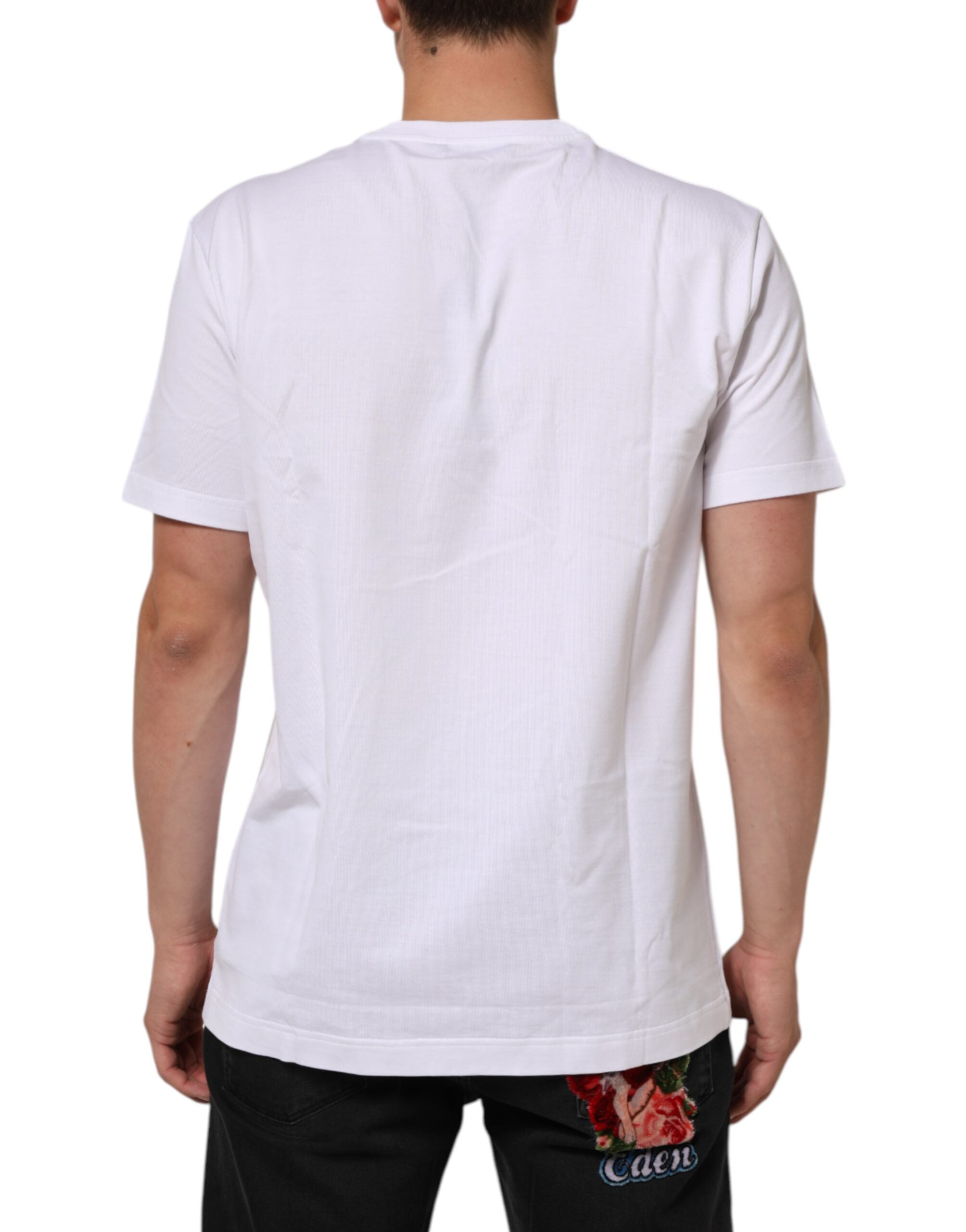 T-shirt girocollo in cotone bianco a maniche corte