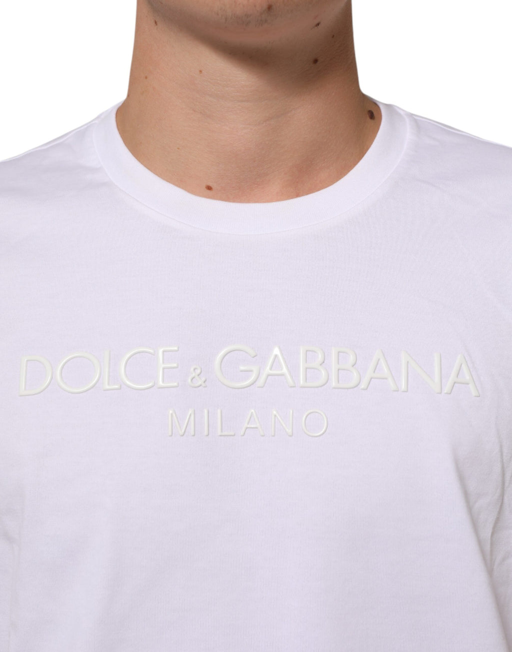 T-shirt girocollo in cotone bianco a maniche corte