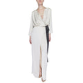 Beige Polyester Long Dress
