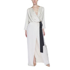 Beige Polyester Long Dress
